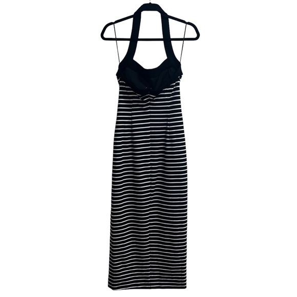 NEW NWT NICHOLAS Jane Contrast Square Neck Midi Dress In Black & Milk Stripe - Picture 7 of 13